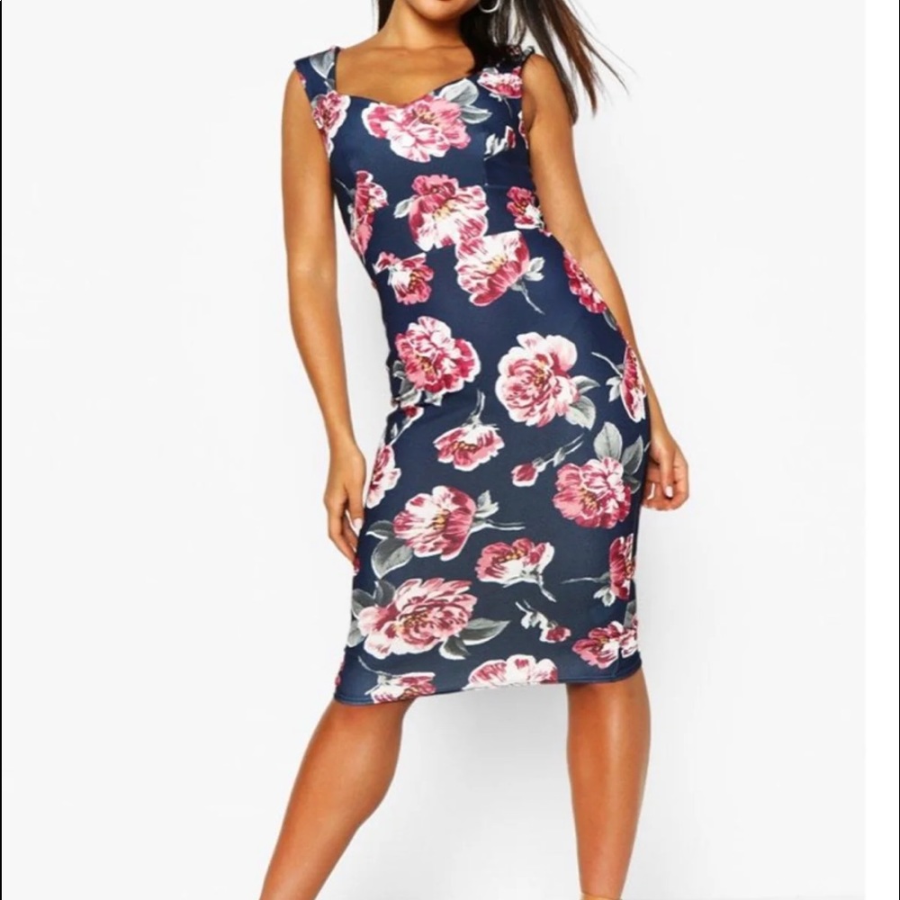 Floral Sweetheart Midi Dress